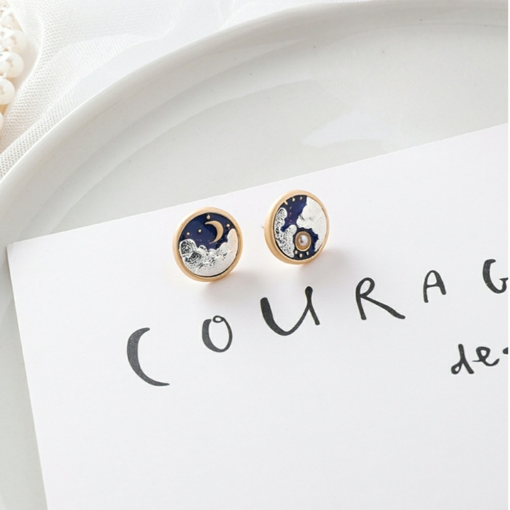 2/$14 Three Dimensional Sun Moon Cloud Earrings